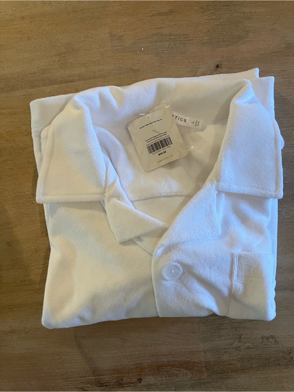 Fabletics Island Terry Boxy Button Up - Bright White